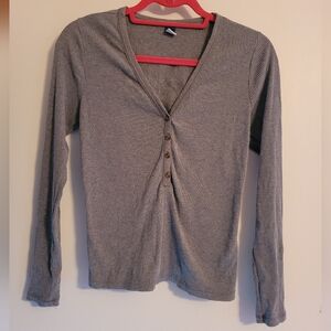 Old Navy Gray Ribbed Henley